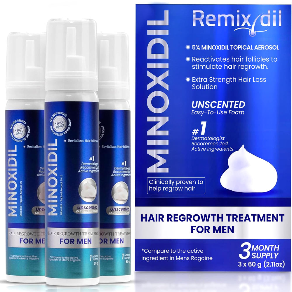 Remixidil cabello-espuma 5% minoxidil en botella para crecimiento