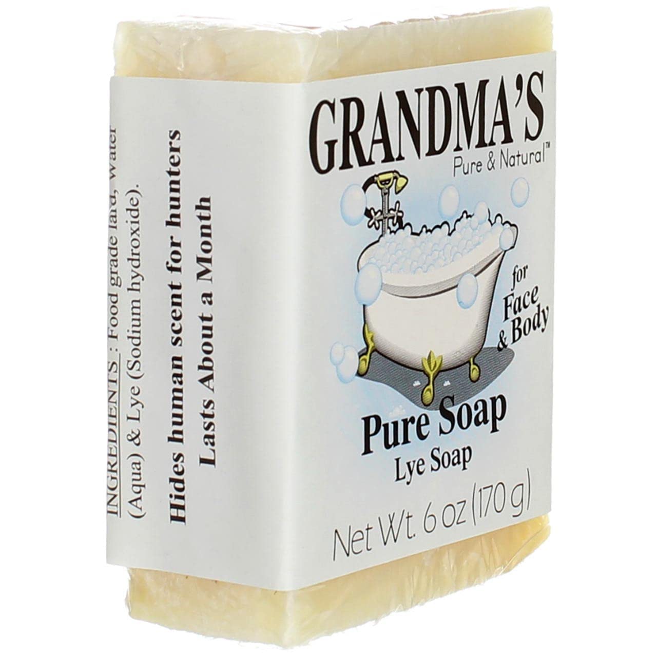 Remwood- Grandmas Pure Lye Soap Bar close-up texture, 6 oz.
