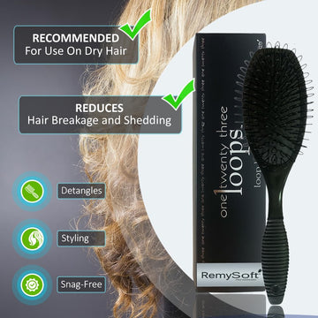RemySoft One Twenty Three Loops, cepillo desenredo suave para cabello delicado.