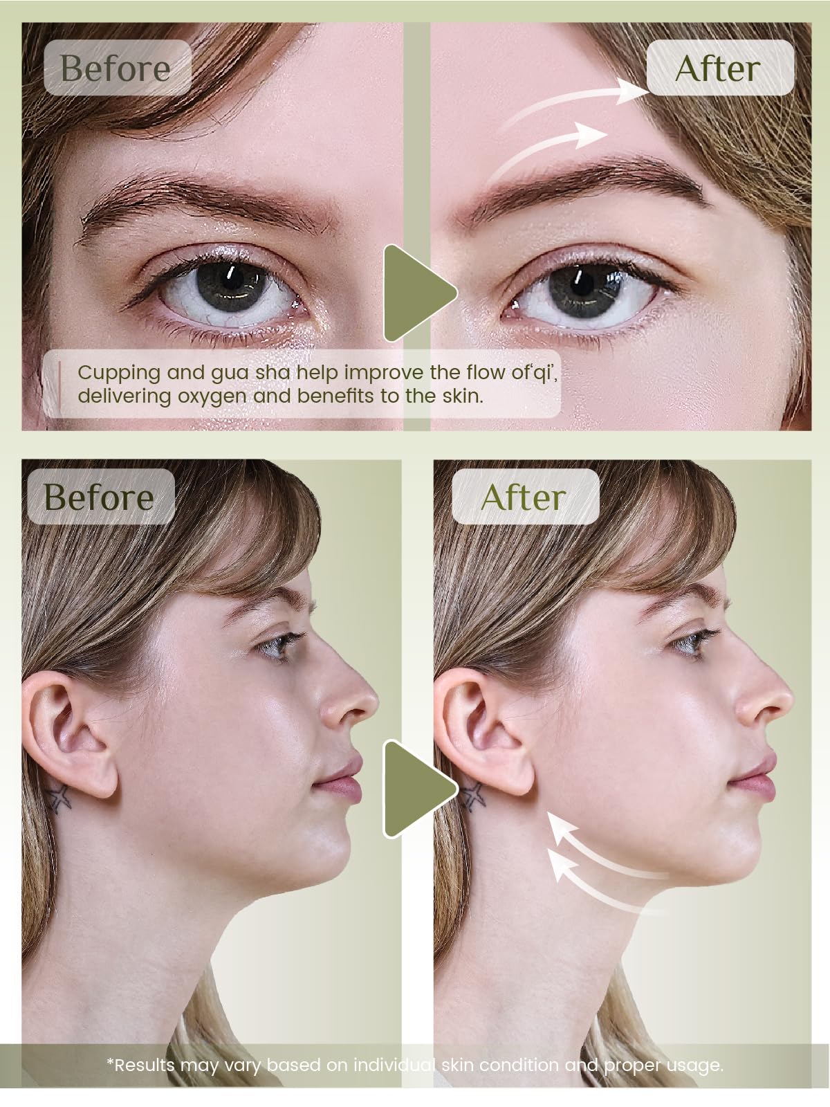 Gua sha de jade de Rena Chris para contorno suave.