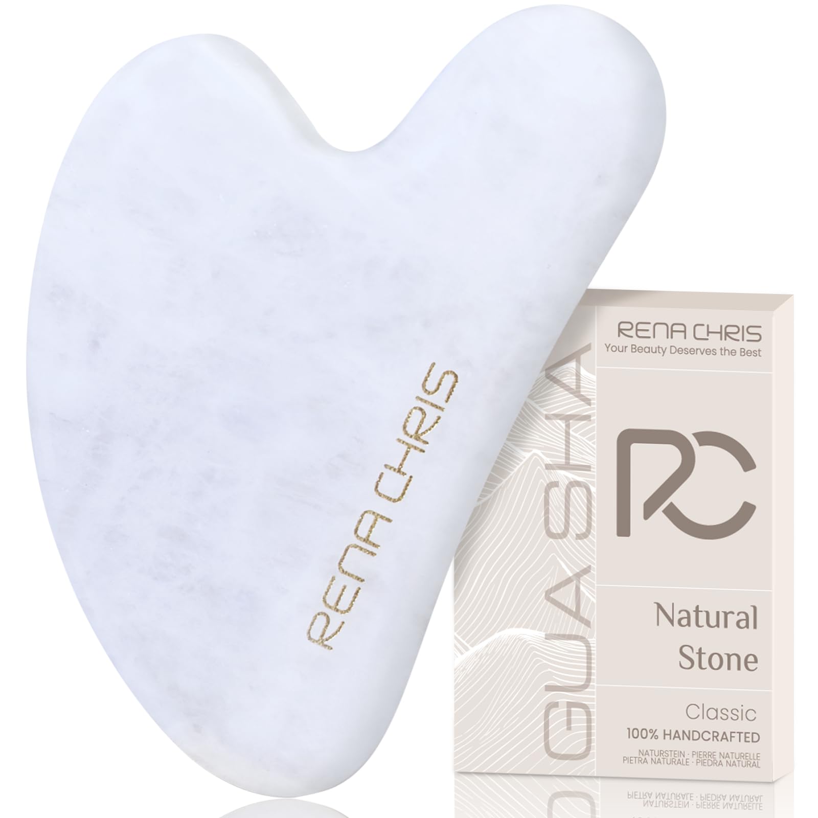 Rena Chris gua sha facial, piedra jade blanca para relajación facial