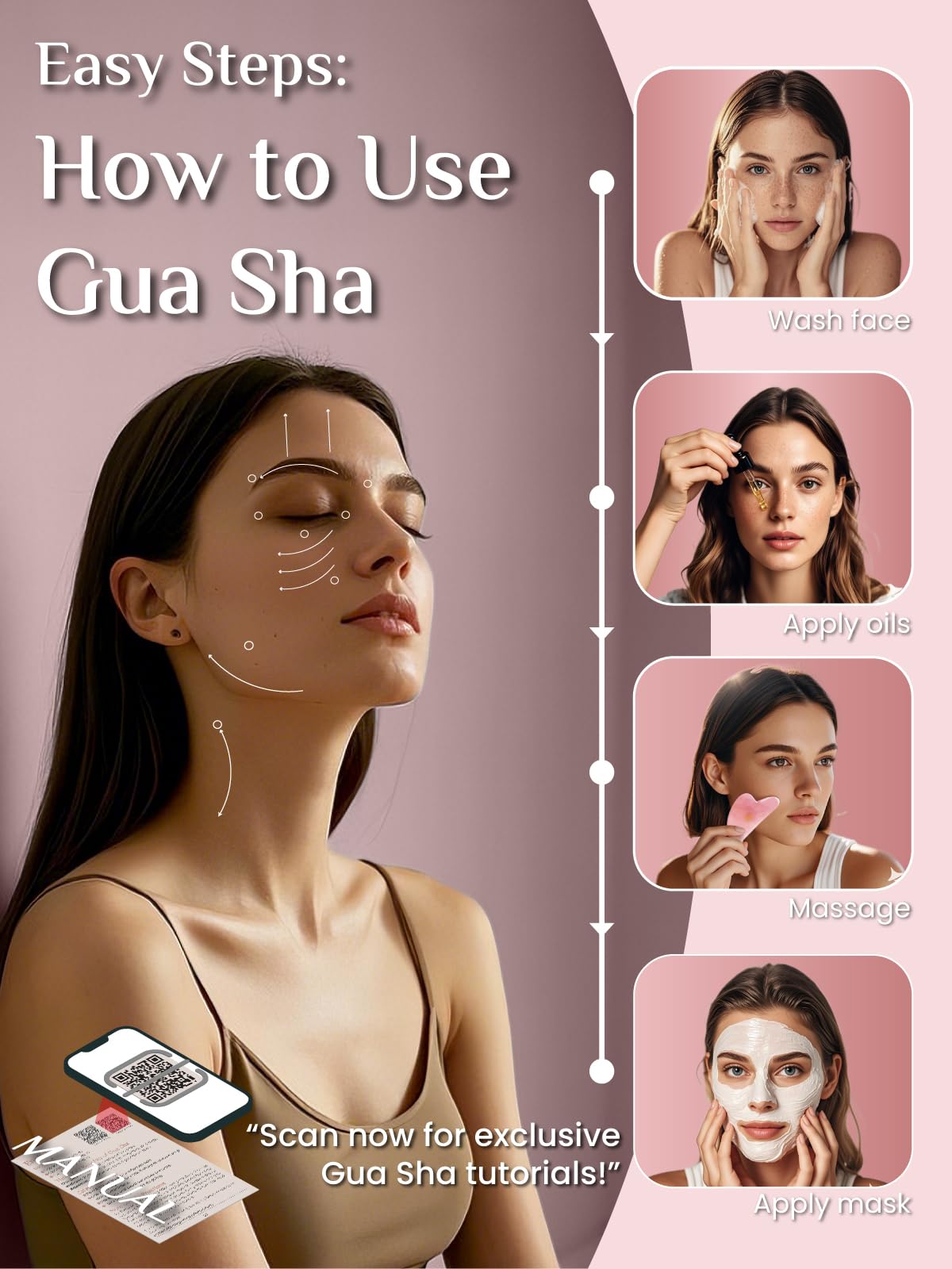 Guasha para uso diario en rostro y mandíbula.