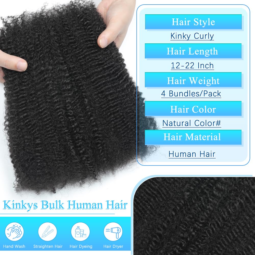 Renyarch extensiones Afro Kinky 12-14 pulgadas para reparación y volumen.