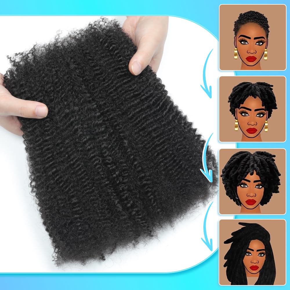 Renyarch extensiones Afro Kinky 16-18 pulgadas para alargar y dar textura.