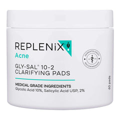 Almohadillas Gly-Sal de Replenix en envase para limpieza diaria.