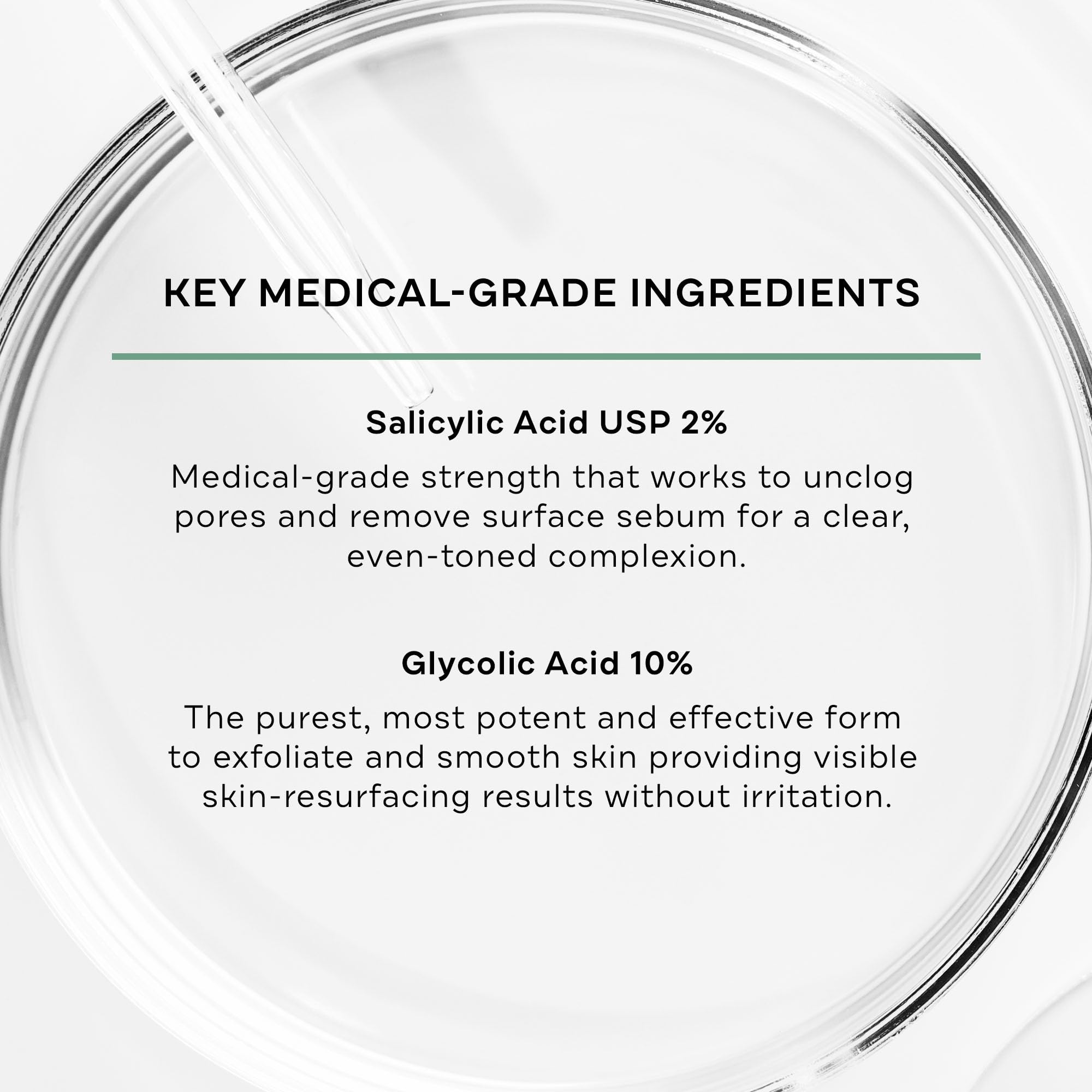Ingredientes clave de Gly-Sal: acido glicolico y acido salicilico para exfoliacion suave.