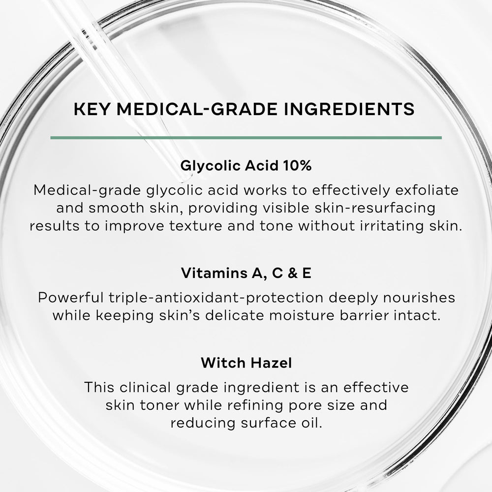 Aplicación suave con paños exfoliantes Replenix Glycolix Elite, piel uniforme.