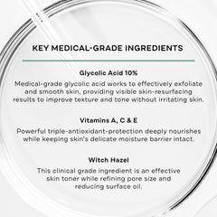Aplicación suave con paños exfoliantes Replenix Glycolix Elite, piel uniforme.