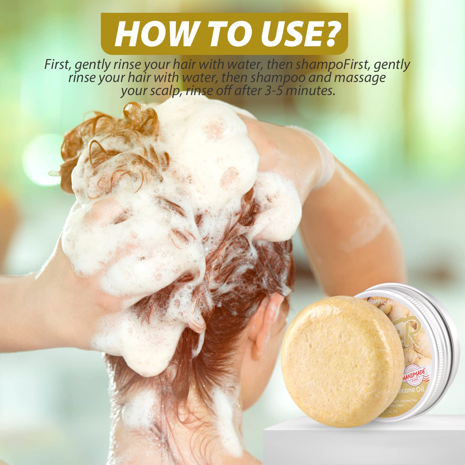 Cabello tras lavado con champú Rercarre jengibre luce más brillante.