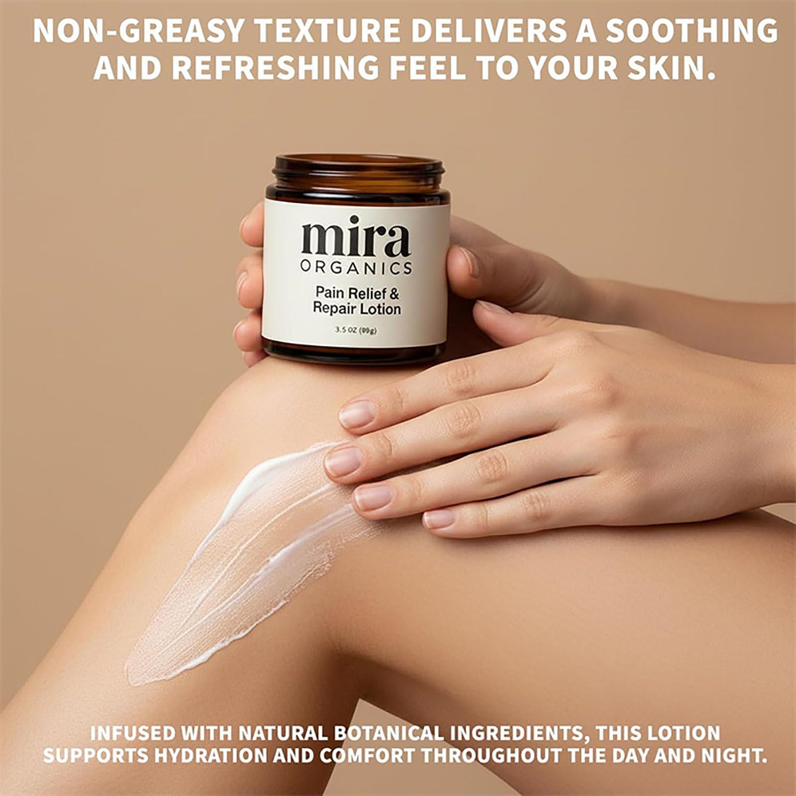 Textura suave de Mira Relief se absorbe rápido, dejando la piel hidratada.