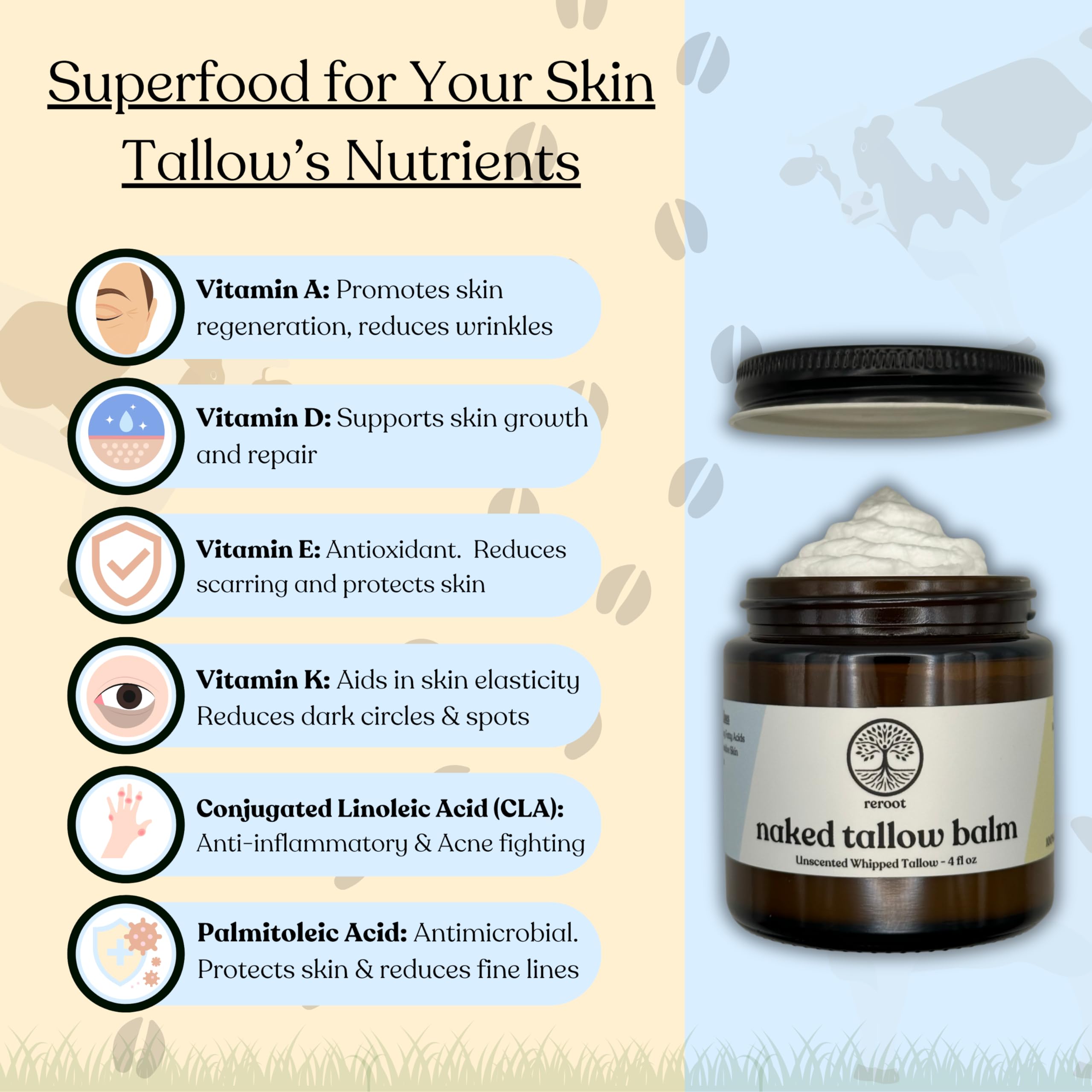 Reroot Organics baume au suif de boeuf bébés — soin sûr pour peau délicate