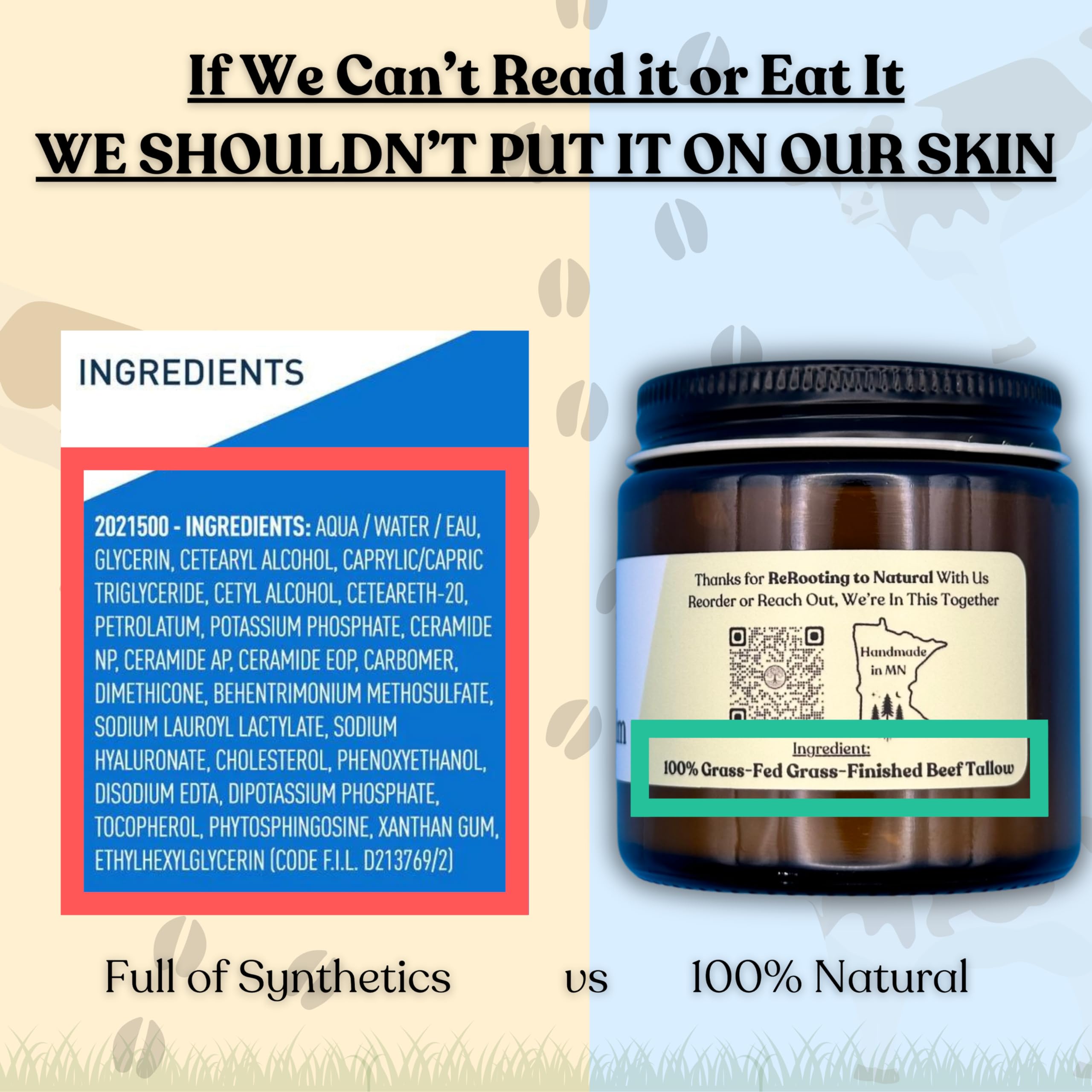 Reroot Organics baume au suif de boeuf coudes — soin ciblé pour les zones sèches