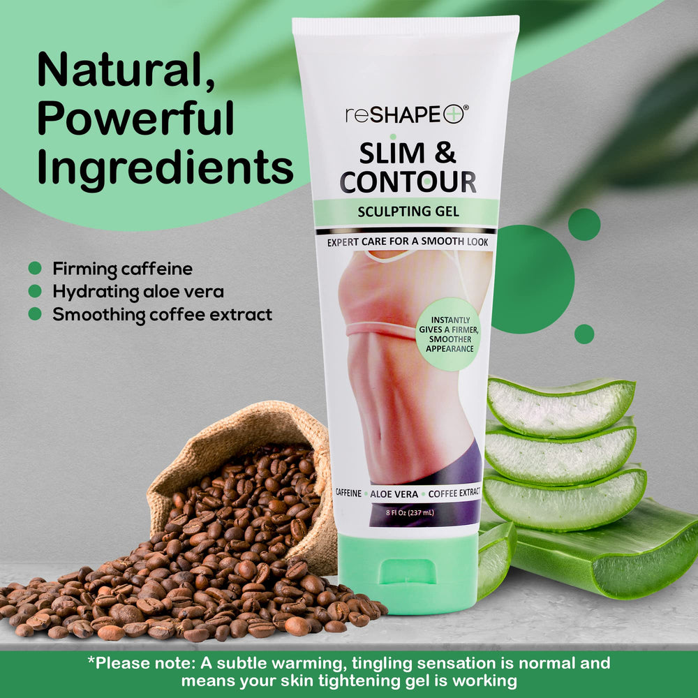 Reshape+ cafeína y aloe, hidratan y nutren la piel.