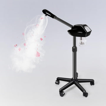 Retain Time vapor facial en ruedas para uso cómodo en casa.