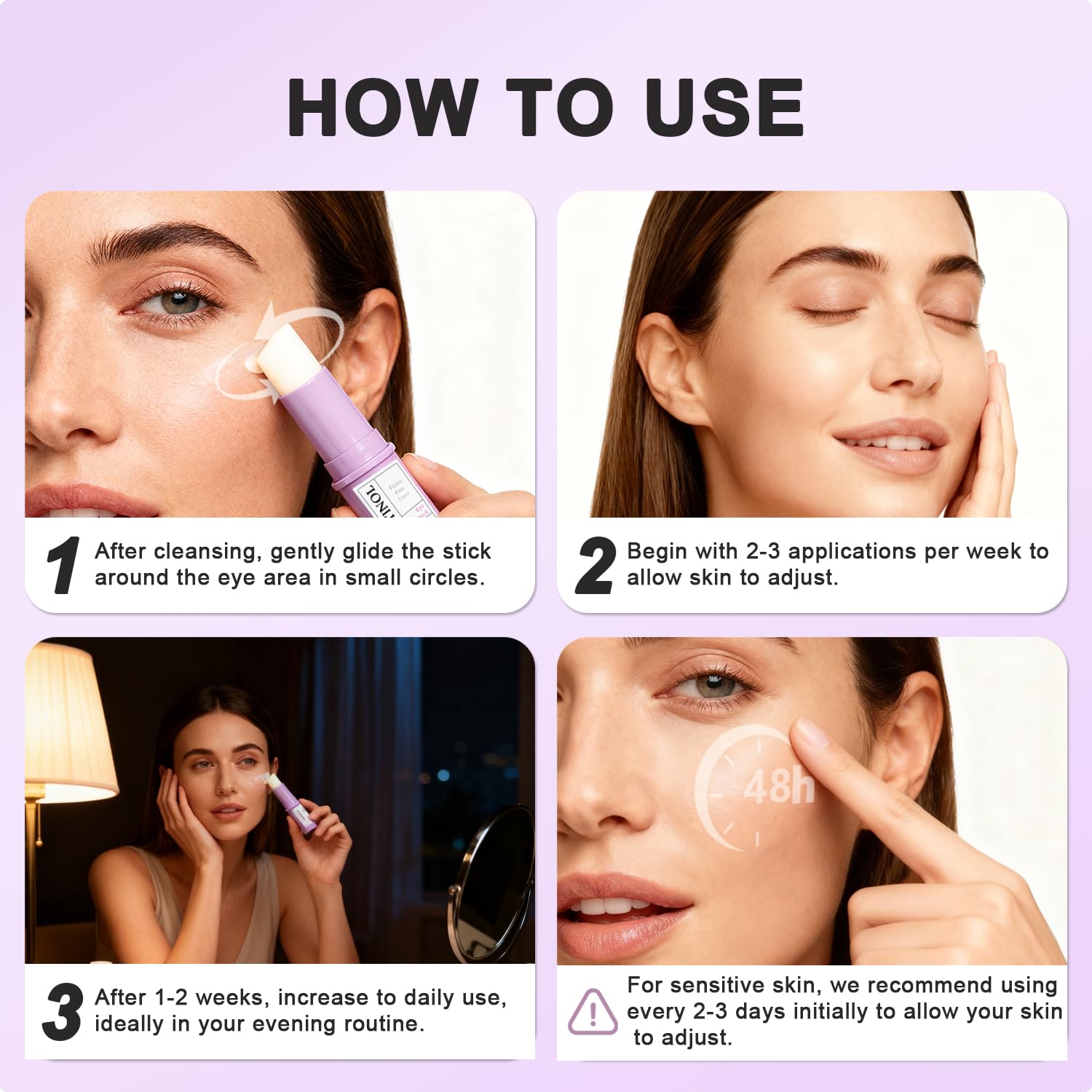 Stick de retinol para ojos, muestra resultados visibles con uso constante.