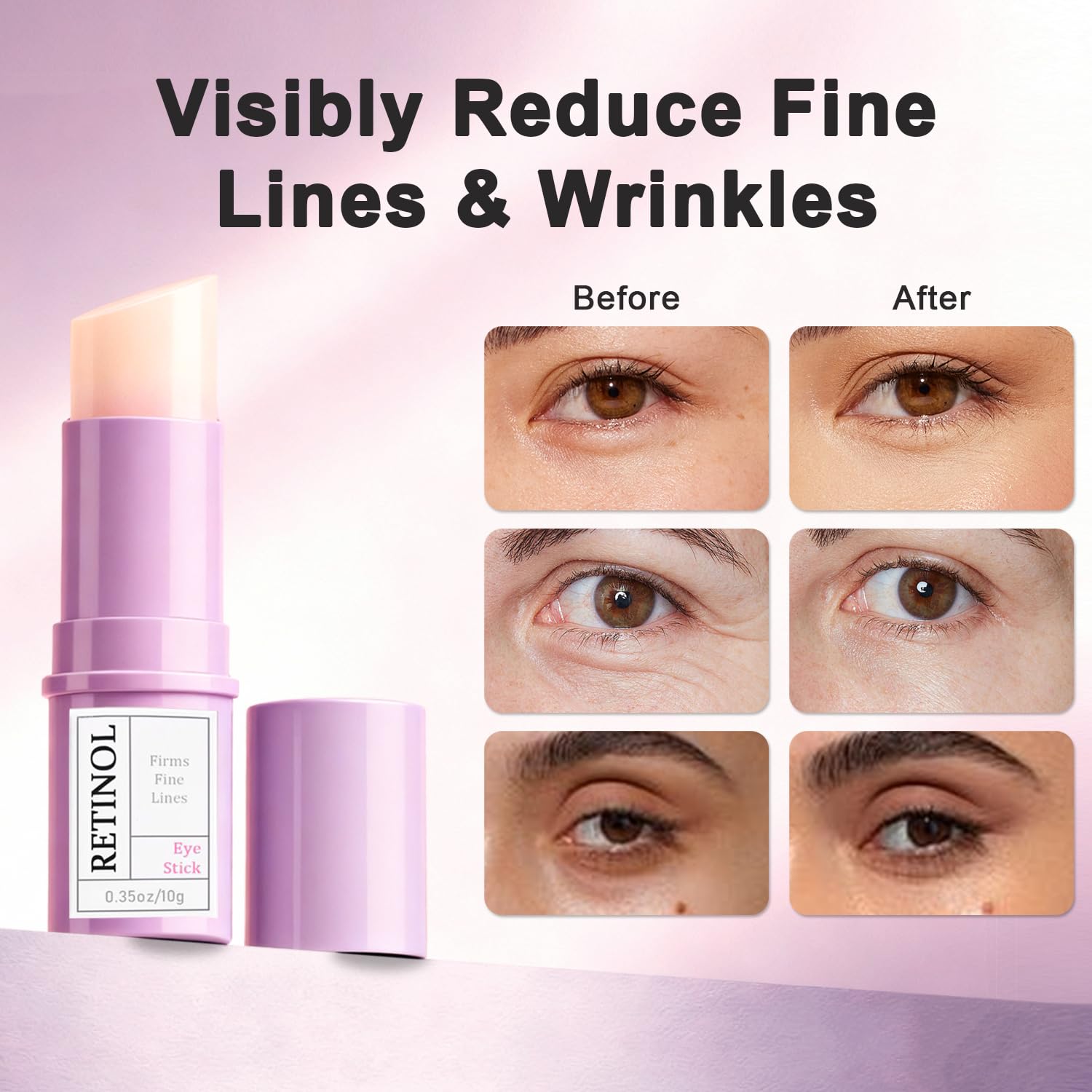Stick de retinol para ojos, tamaño compacto ideal para maleta o bolso.