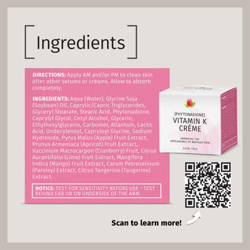 Reviva Labs Vitamina K crema uso mañana y noche facilita la rutina.