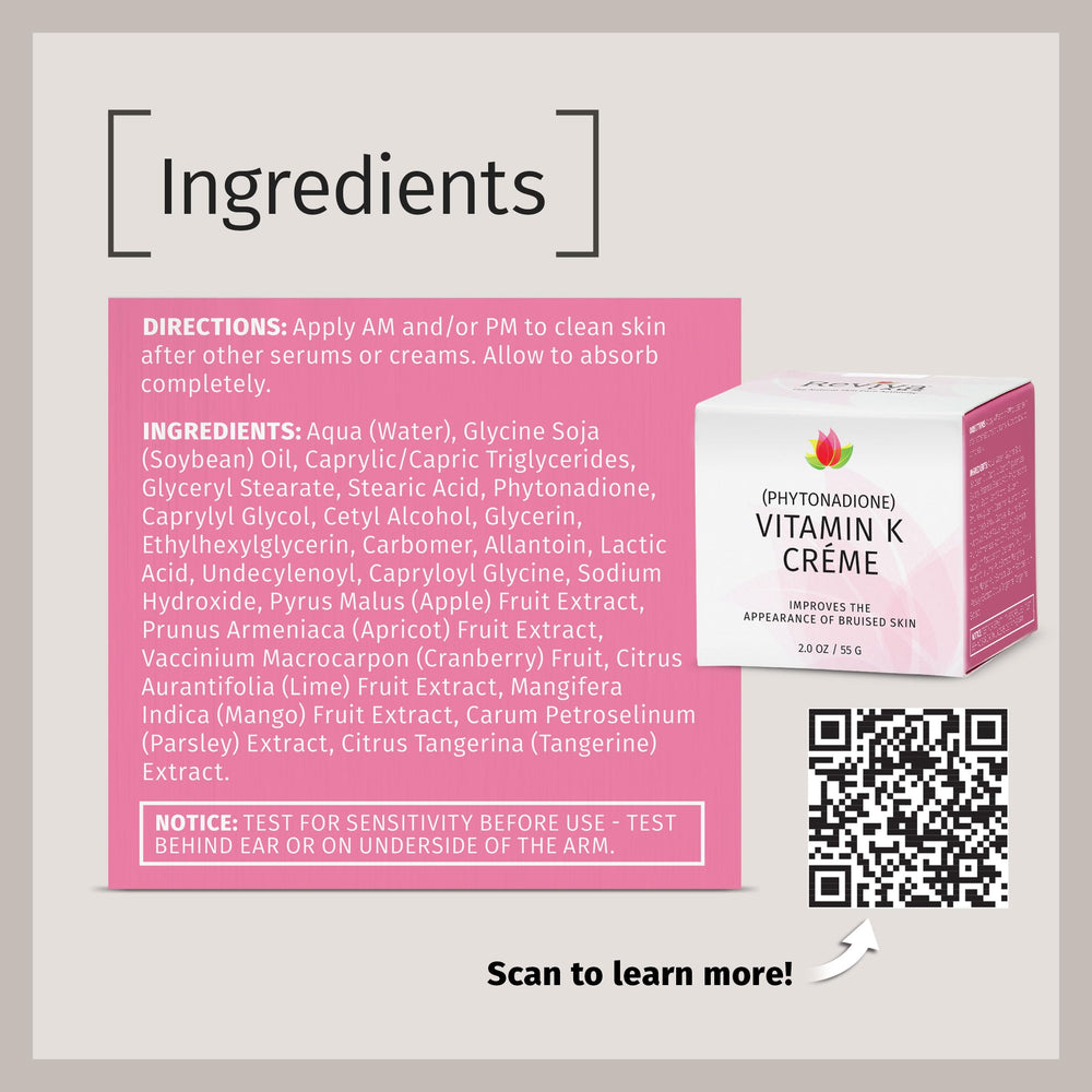 Reviva Labs Vitamina K crema uso mañana y noche facilita la rutina.