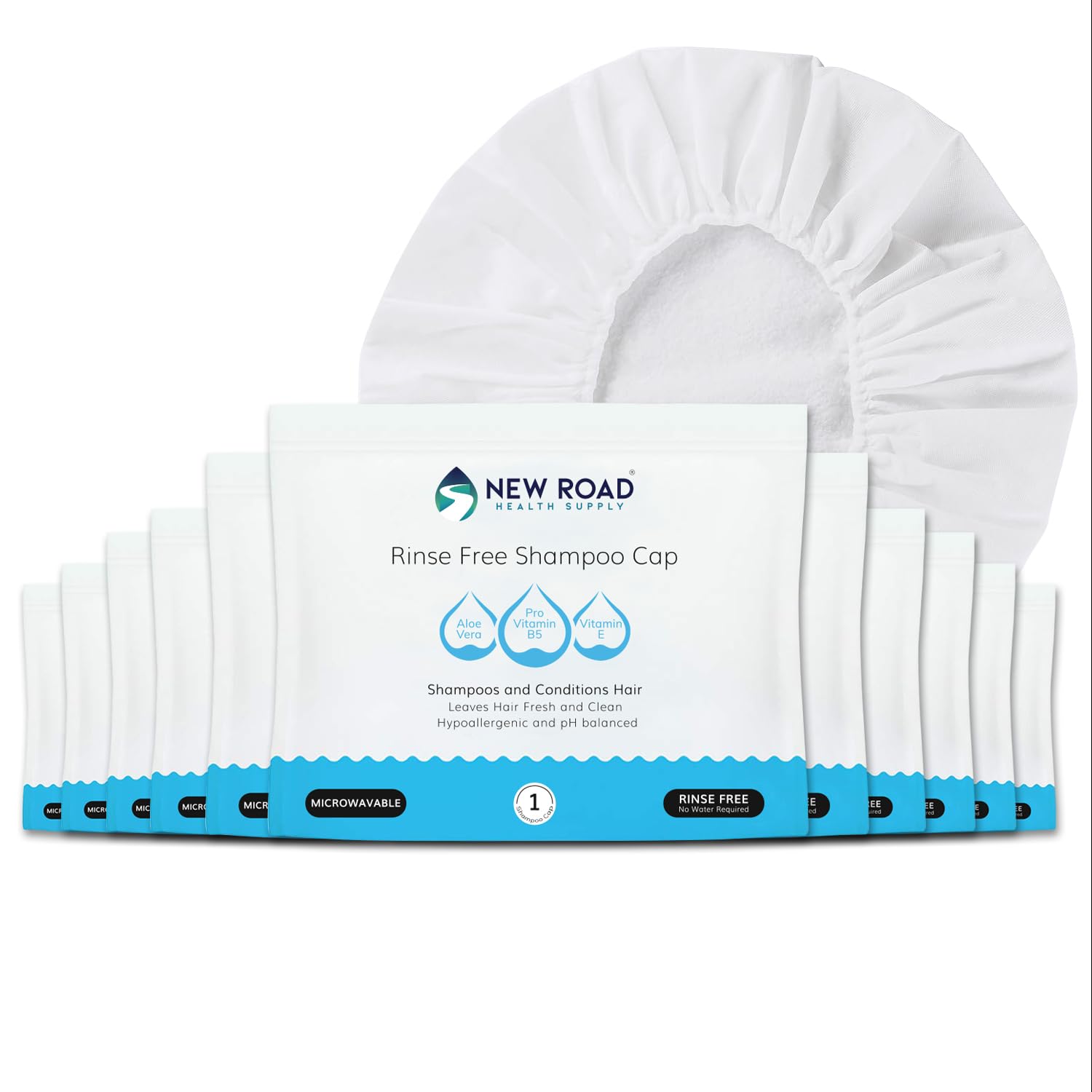Revive Rinse-Free Cap en uso para limpieza capilar sin agua.