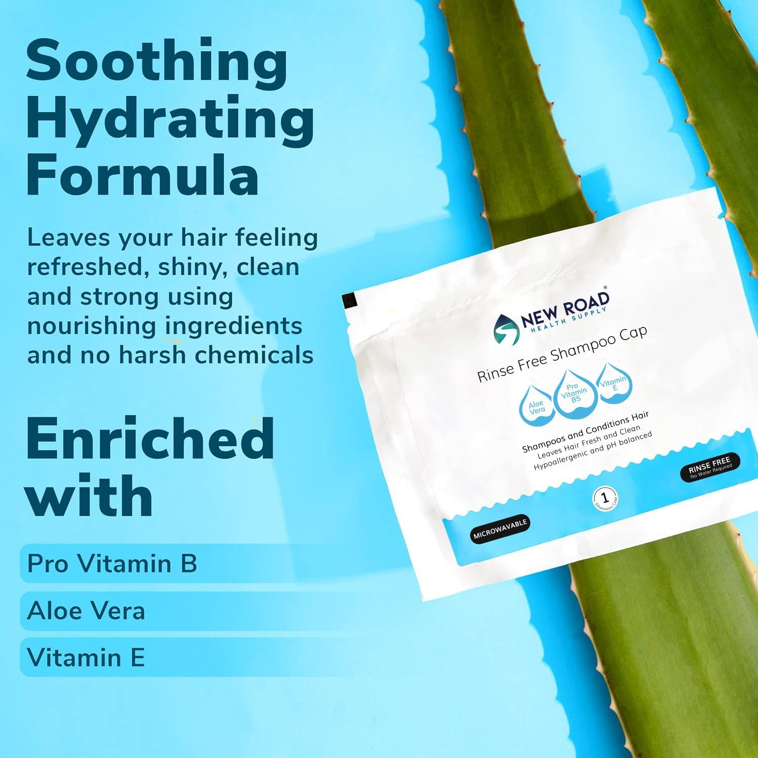 Cap Revive Rinse-Free calentado en microondas para lavado cómodo sin agua.