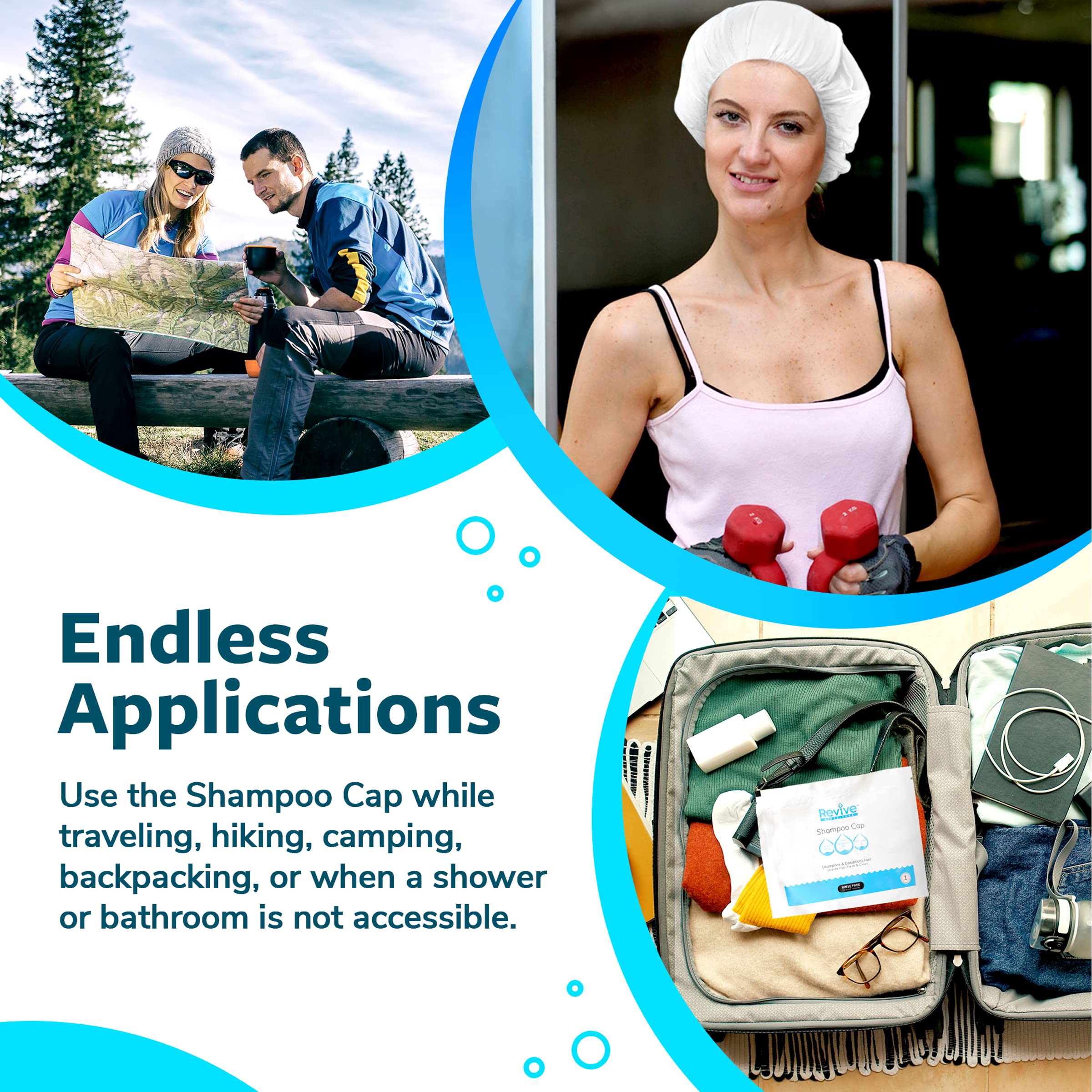 Cap Revive Rinse-Free ideal para viajes y emergencias sin agua.