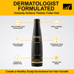 Revivogen MD Bio-Cleansing Shampoo aplicación en la palma para cabello más grueso.