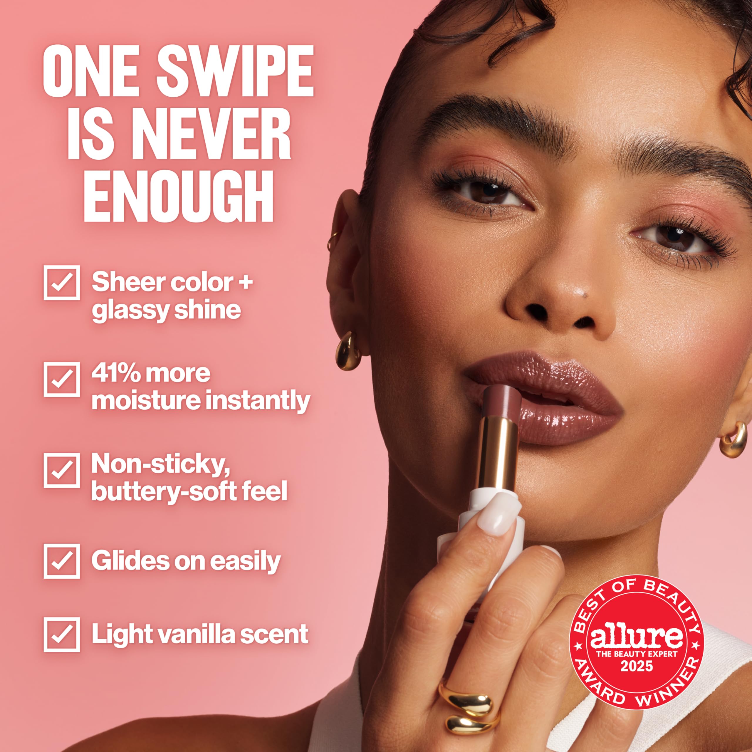 REVLON Bálsamo Labial con aloe y cuarzo rosa para nutrición suave.