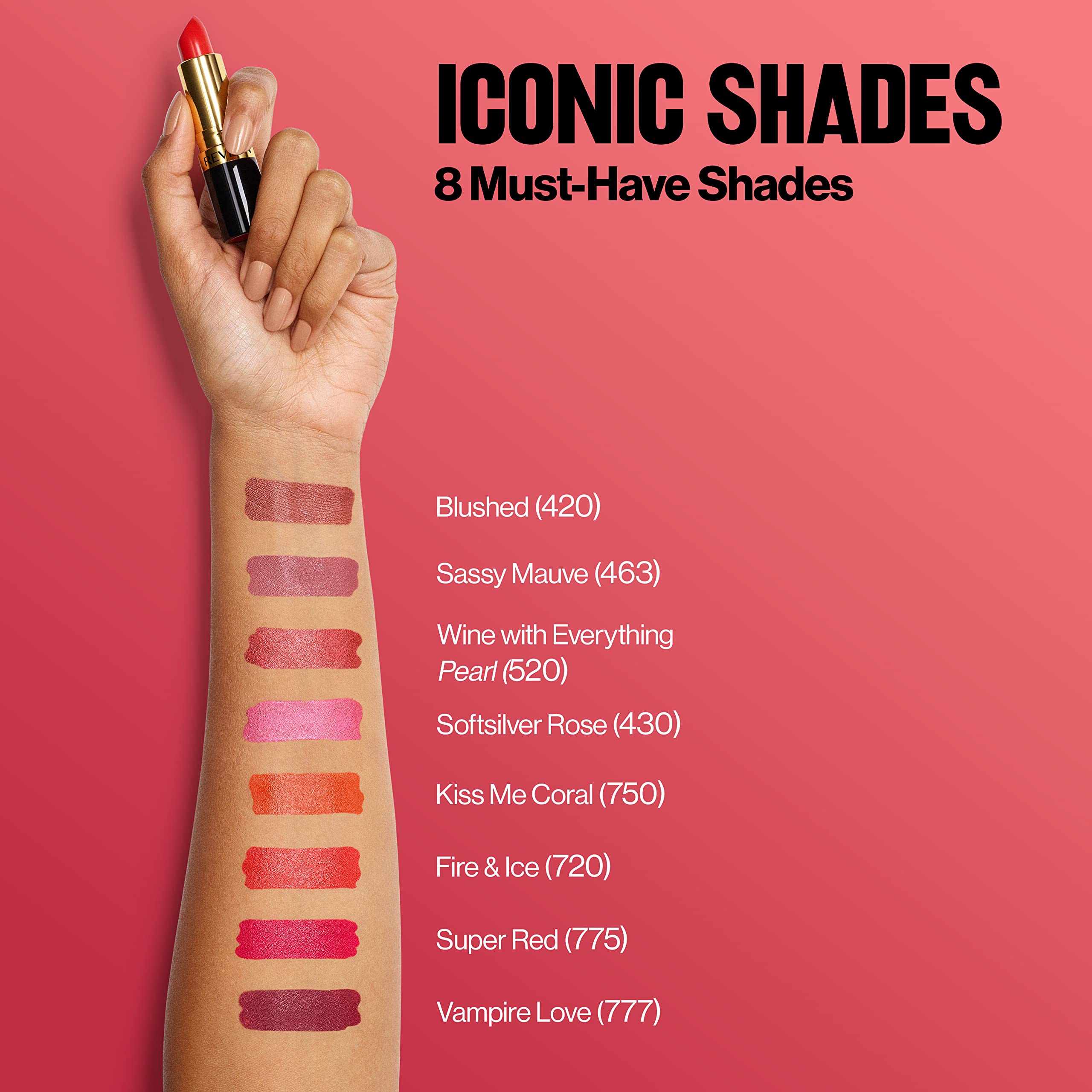 REVLON barra labios 72 tonos icónicos para expresar estilo.