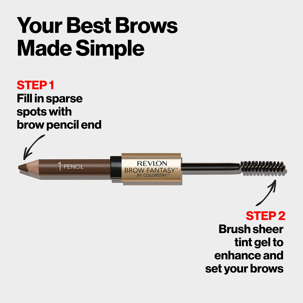 REVLON Brow Fantasy: empaque dos en uno para aplicación rápida.