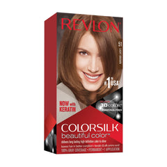 REVLON Colorsilk 51 Marrón Claro, empaque de 6 para coloración duradera.