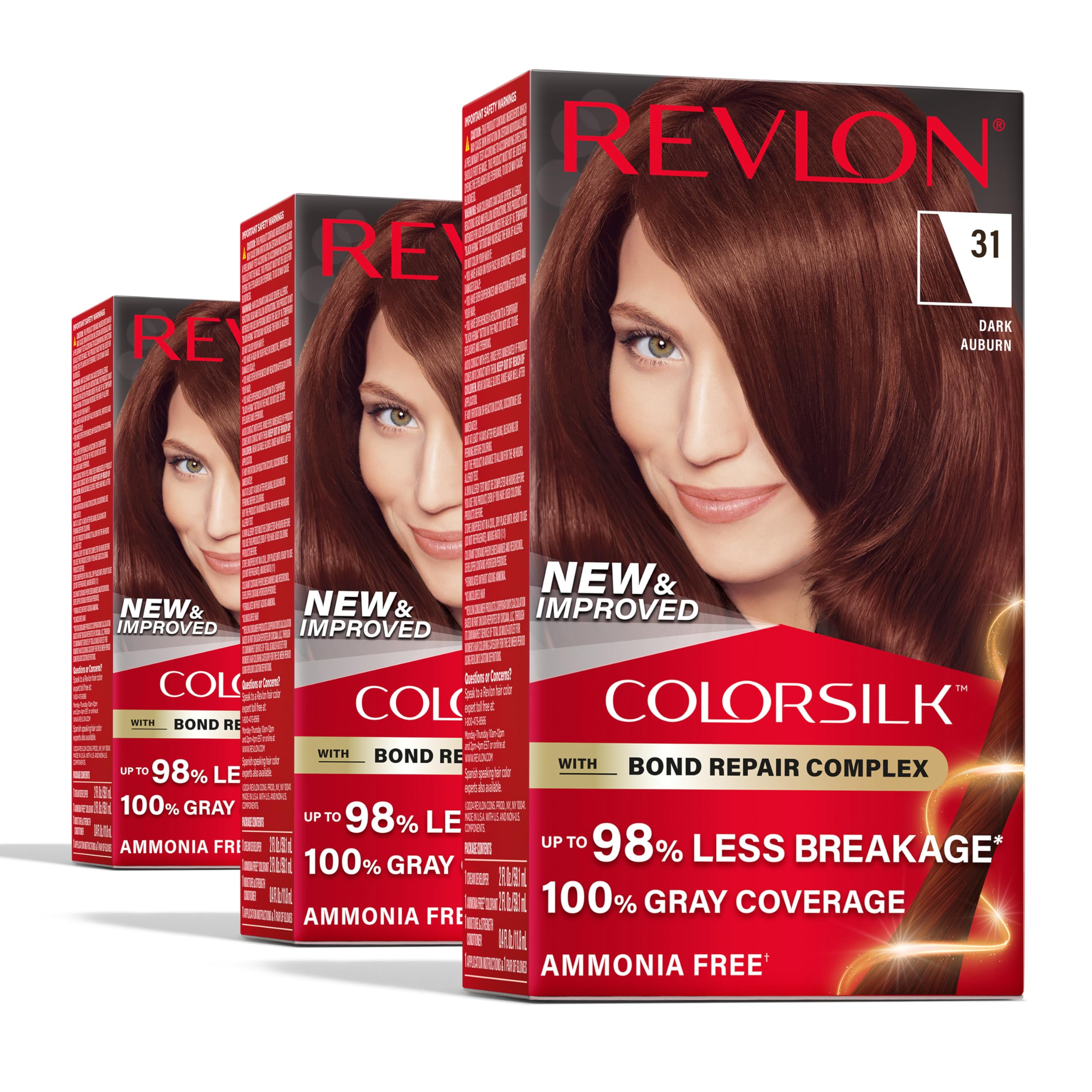 REVLON ColorSilk, vertido de la botella para color caoba uniforme y brillante