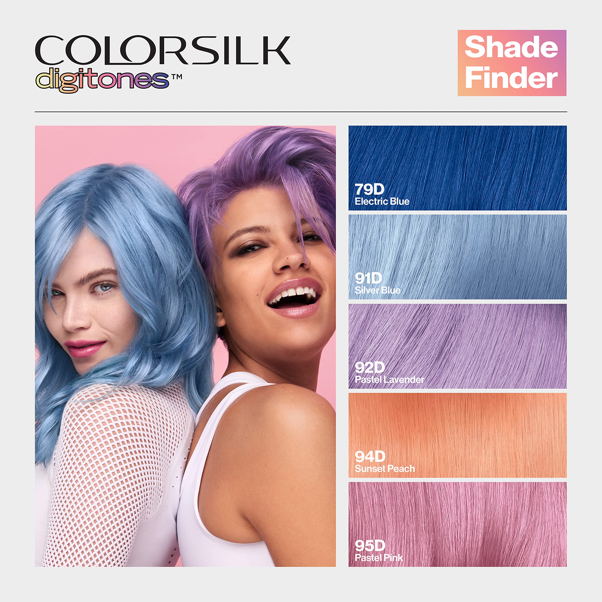 Revlon ColorSilk Digtones Pastel Lavanda: cabello con textura suave y brillante tras tintura.