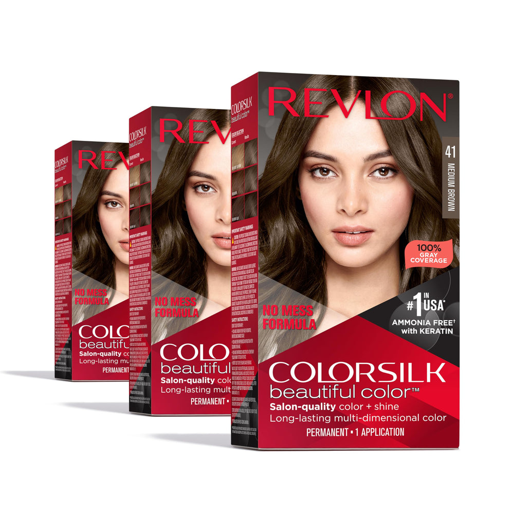 REVLON Colorsilk 41 Marrón Medio: kit de coloración sin amoníaco para cobertura y brillo