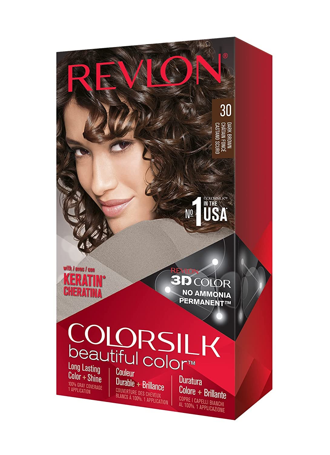 REVLON ColorSilk teinte brun foncé en pack six, couleur uniforme.