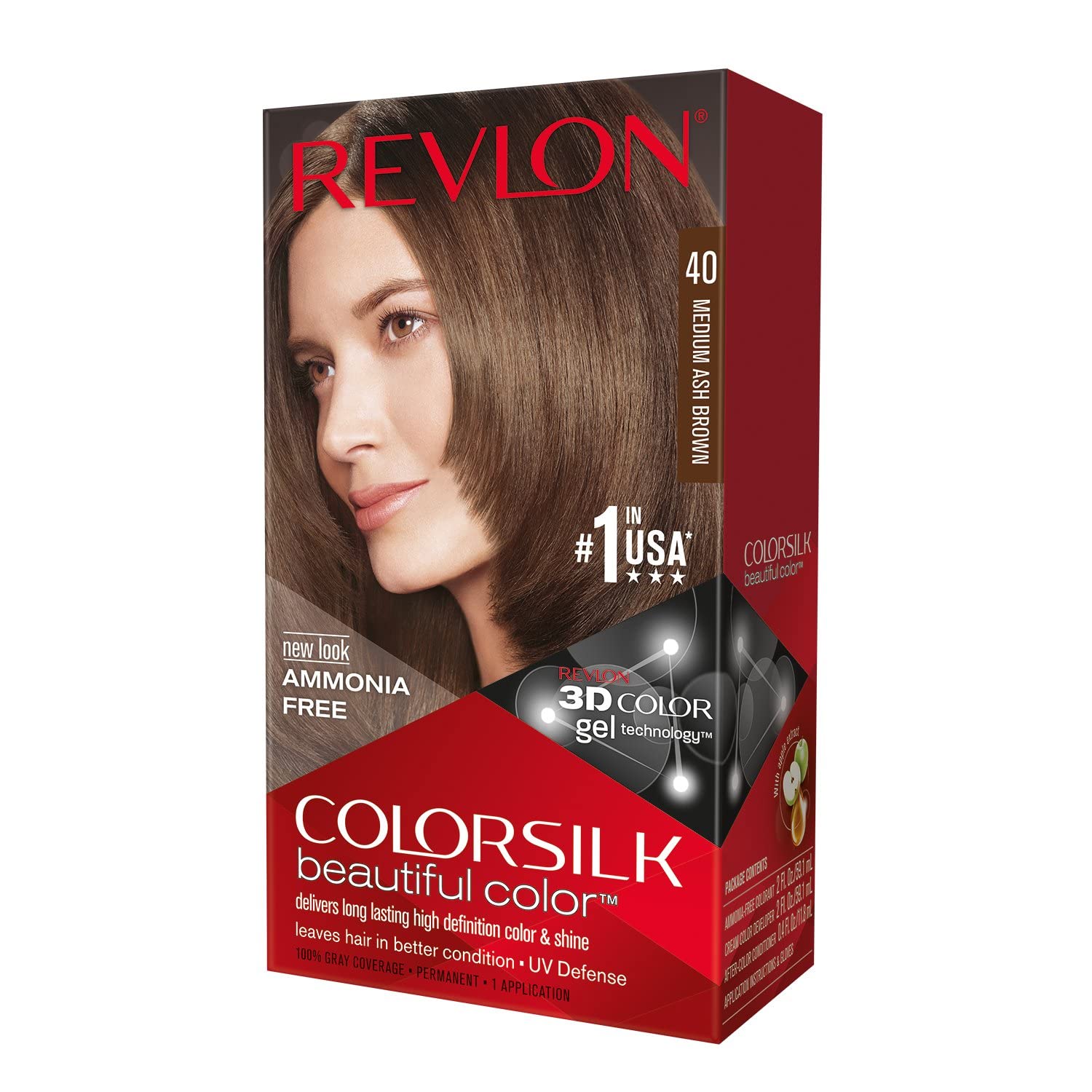 REVLON ColorSilk tono ceniza medio, cobertura uniforme y duradera.