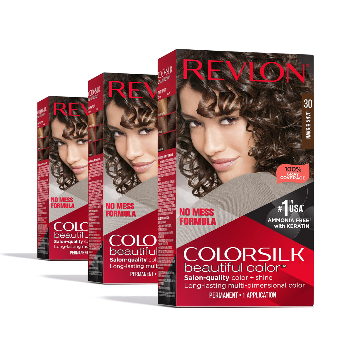 REVLON Colorsilk tono 30 marrón oscuro para cobertura del cabello y brillo