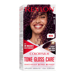 REVLON ColorSilk Tone Gloss Care en envase para aplicar en casa, brillo suave.