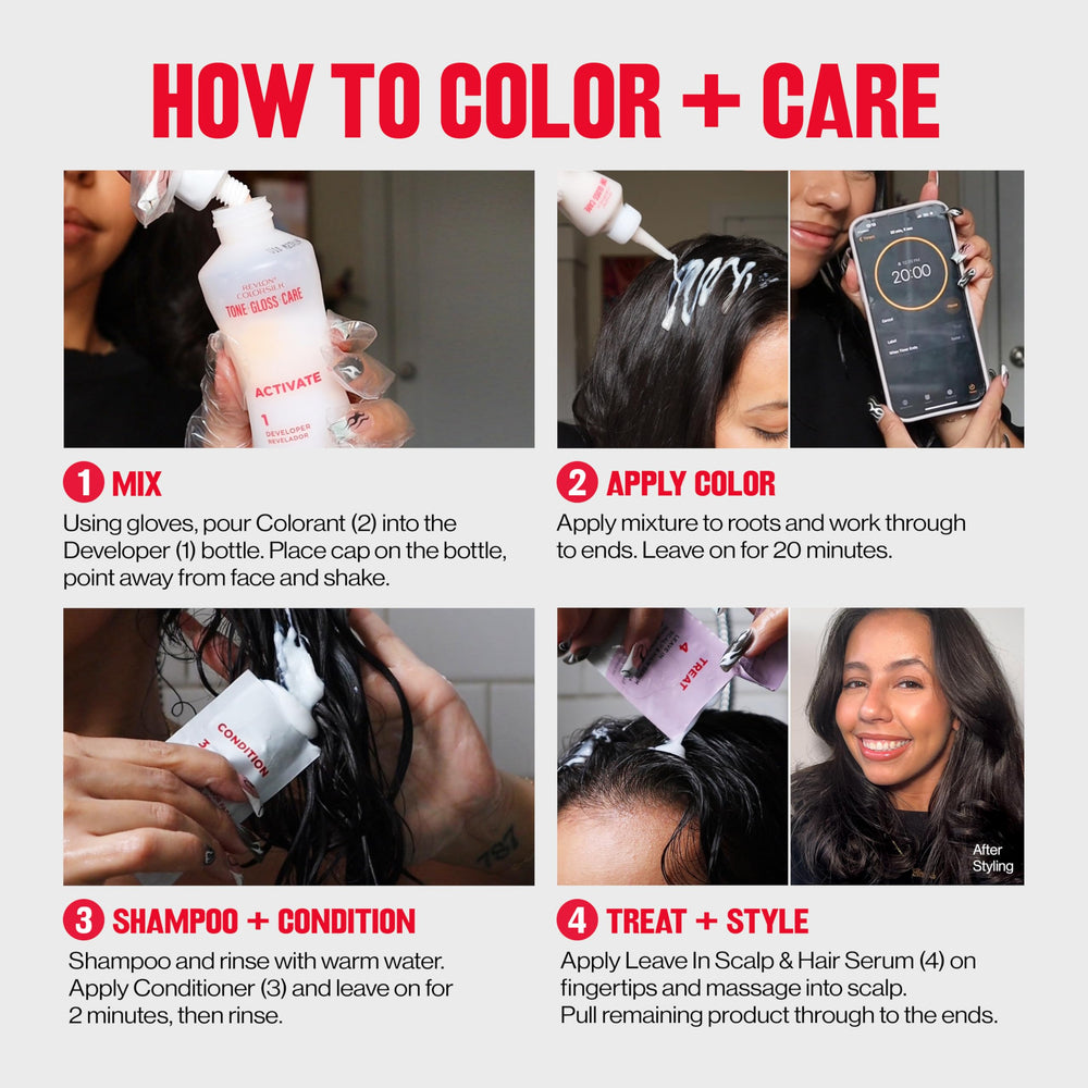 REVLON ColorSilk Tono + Brillo + Cuidado muestra tonalidad para probar color.