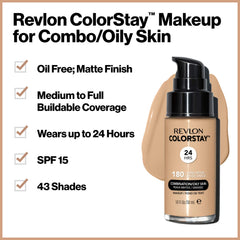 Revlon ColorStay: acabado mate con textura ligera para uso diario.