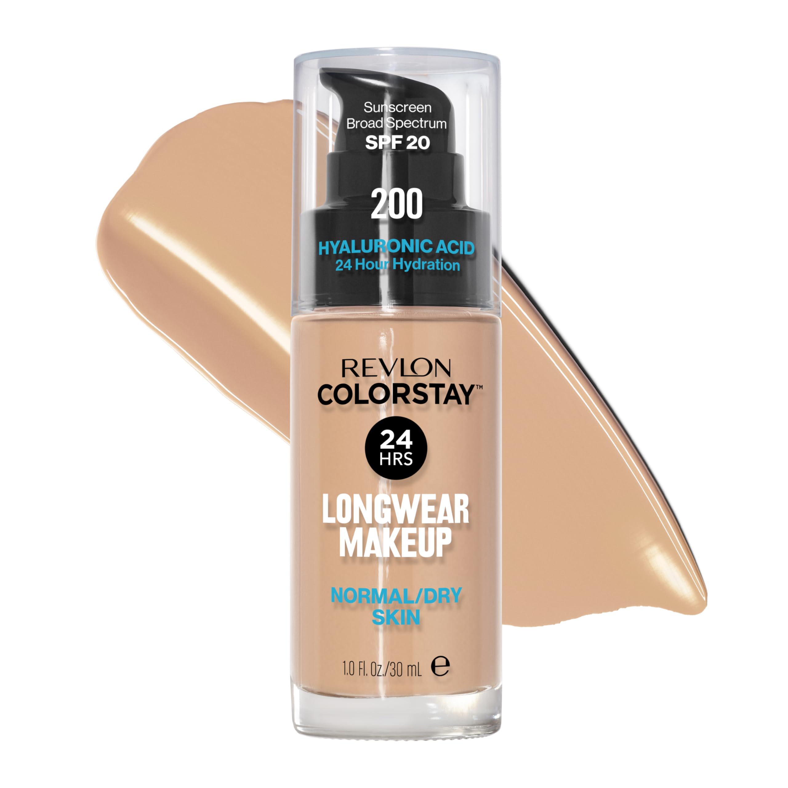 Revlon ColorStay Foundation: botella visible en primer plano, acabado duradero para todo el día.