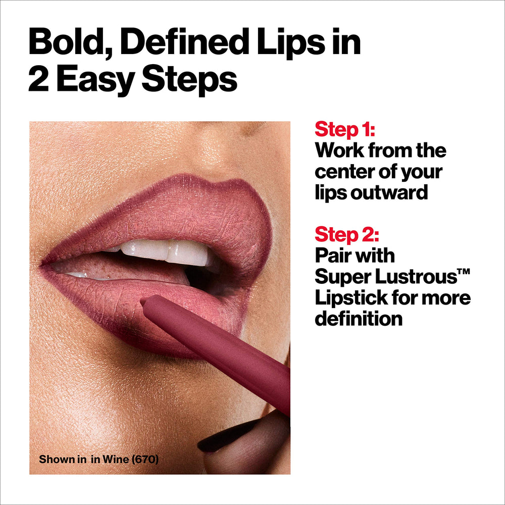 REVLON ColorStay delineador de labios resiste sangrado y desvanecimiento para líneas limpias.
