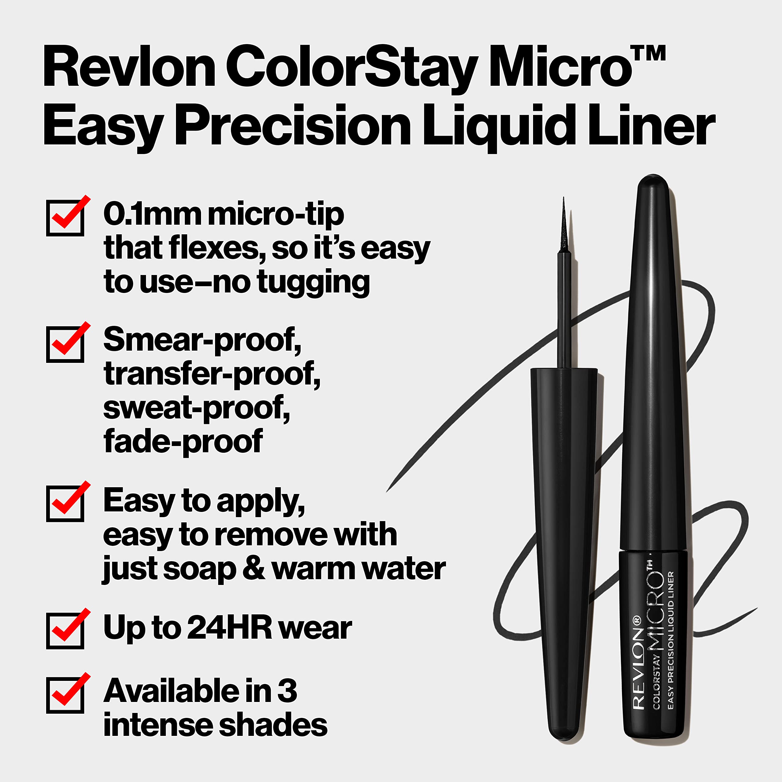 Muestra oscura en piel con delineador REVLON ColorStay Micro
