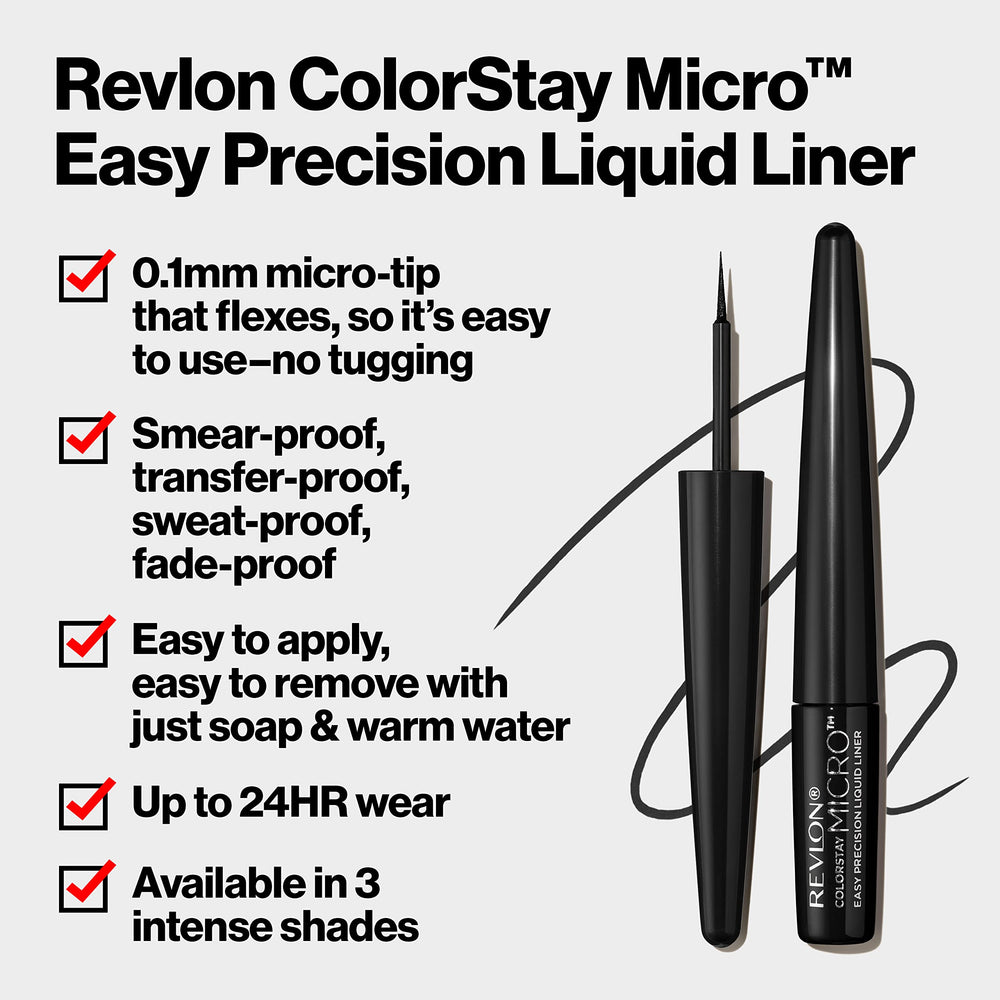 Delineador REVLON ColorStay Micro a prueba de manchas para un acabado limpio.