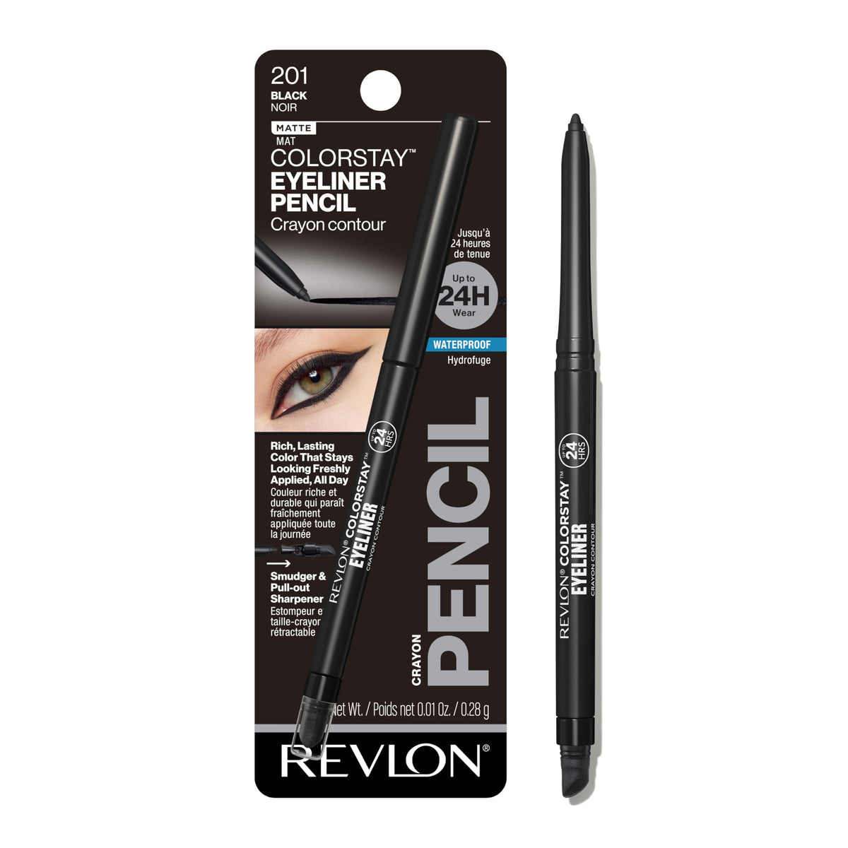 REVLON ColorStay Pencil Eyeliner: caja con sacapuntas integrado para delinear