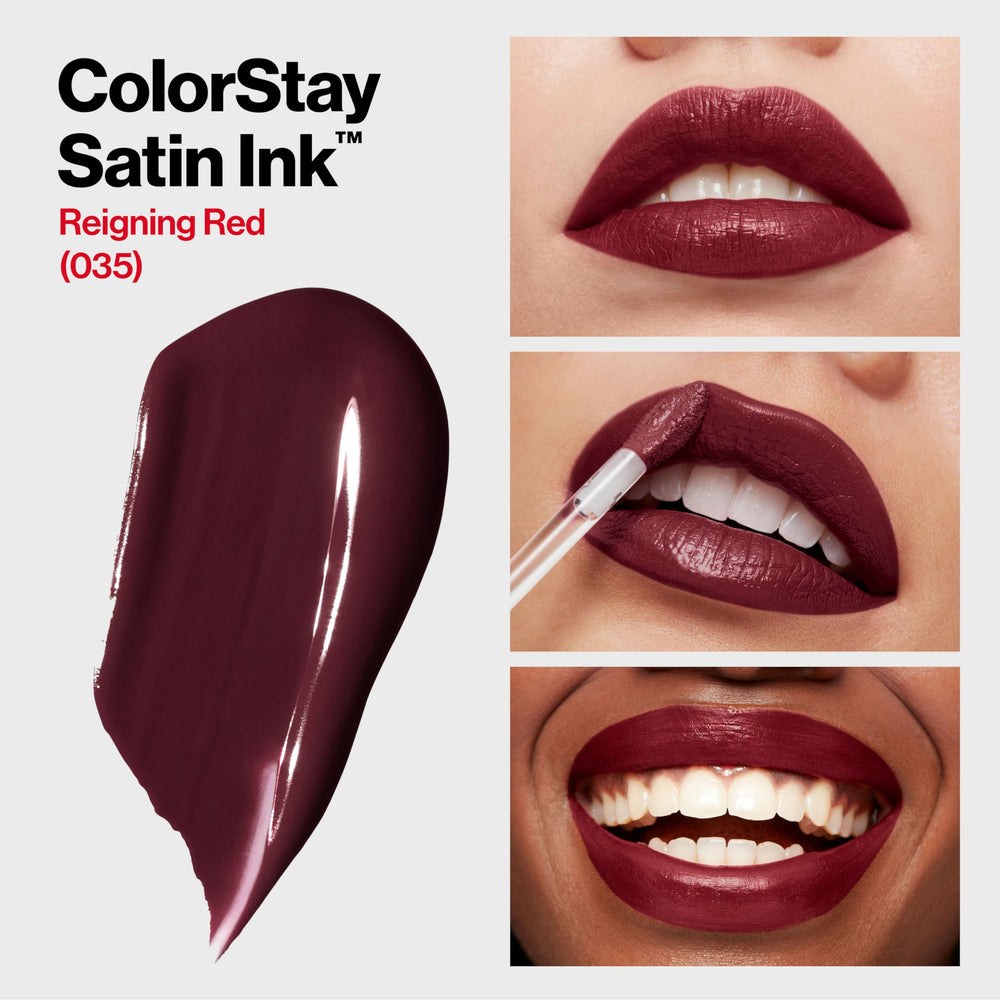Revlon ColorStay Satin Ink, acabado crema con cobertura total y suave sensación.