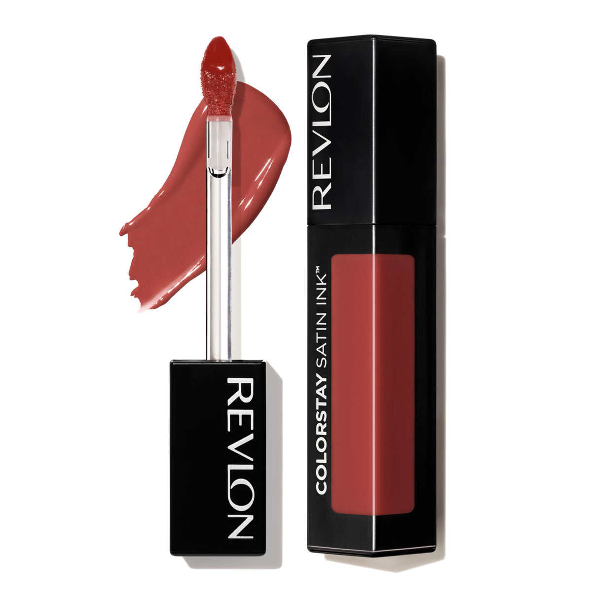 REVLON ColorStay Tinta Satinada Labios: empaque elegante para llevar.