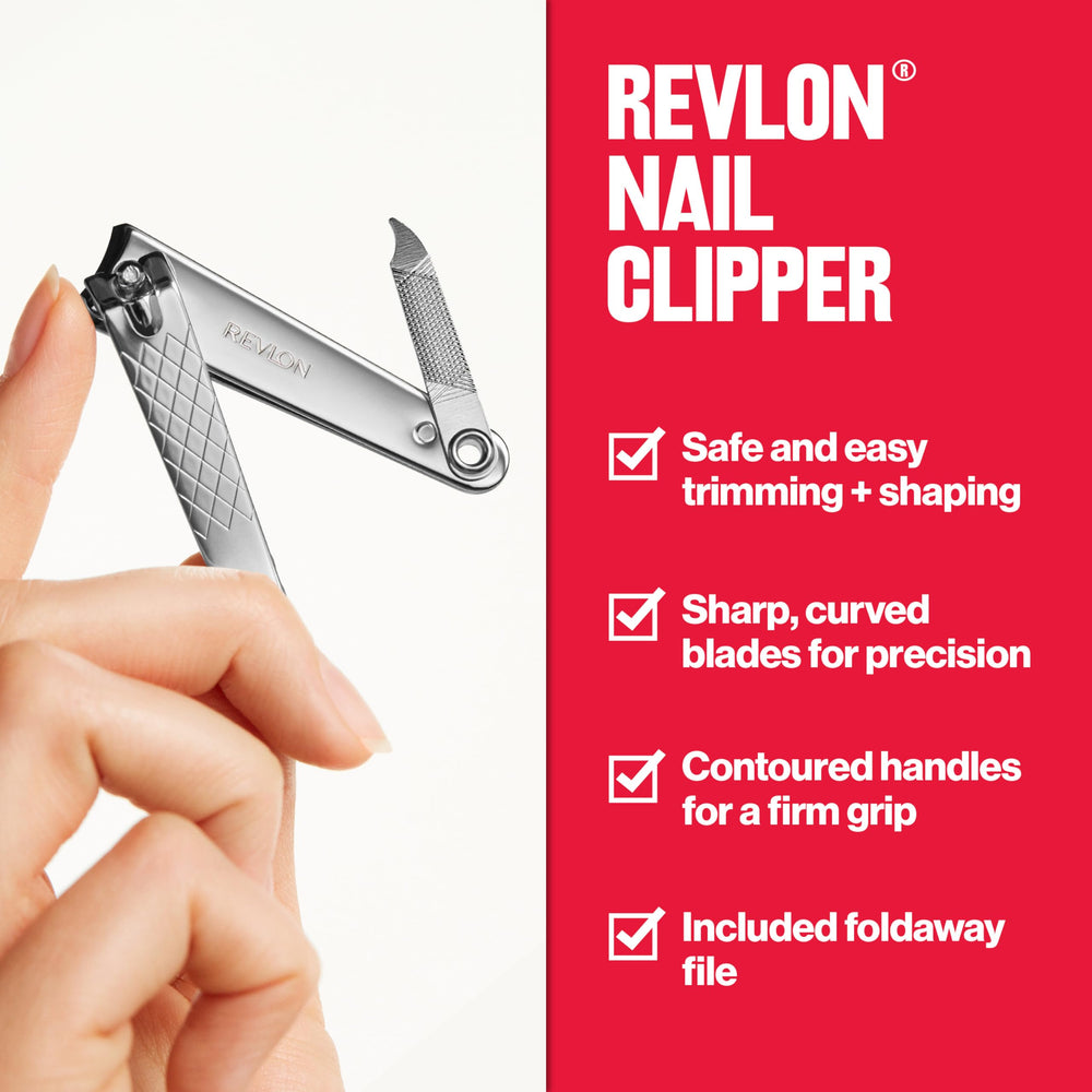 REVLON corta uñas, palanca-acción para uso ambidiestro y control.