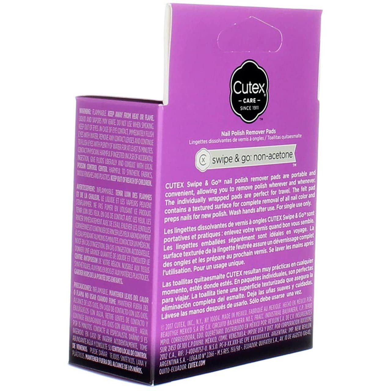 REVLON Cutex Care Swipe Go, almohadillas nutritivas que cuidan uñas durante la remoción.