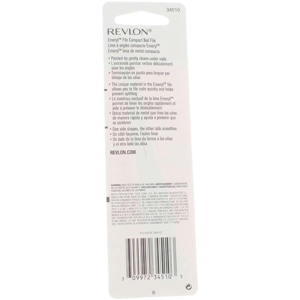 Revlon Emeryl File, diseño compacto para guardar con facilidad.
