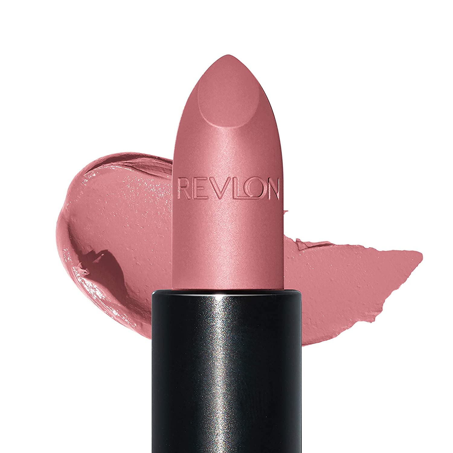 Revlon empaque lujo mate, diseño elegante y práctico para uso diario.